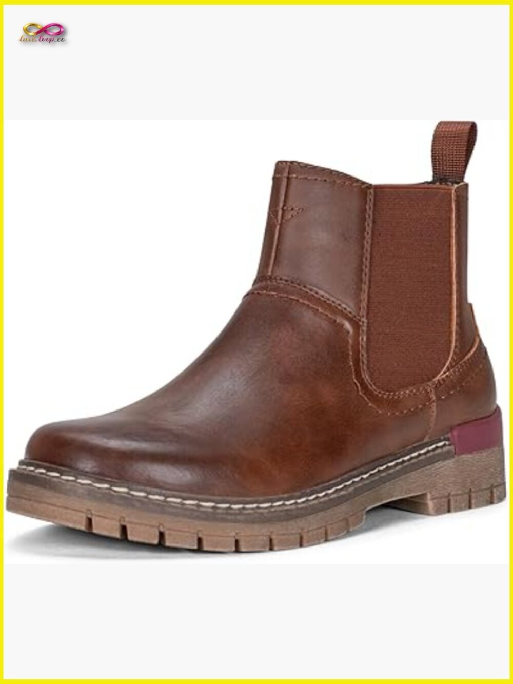 Women's Chelsea Boots Slip on Platform Chunky Heel Round Toe Ankle Boot with